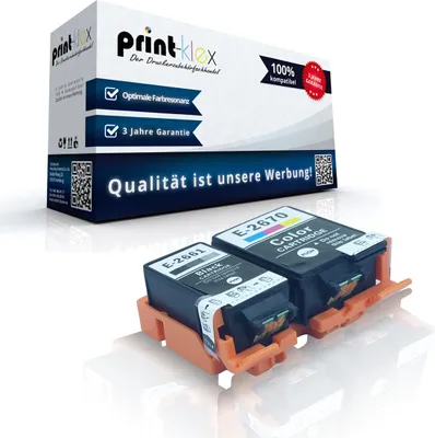 Produktbild von 2x kompatible XL Tintenpatronen für Epson Workforce WF100W T266 T267 Schwarz + Farbig C13T26614010 C13T26704010 - Eco Pro Serie