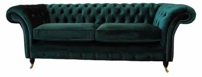 Obrázok produktu pre Chesterfield čalúnenie 3 miestna textilná pohovka trojmiestny gauč zamat