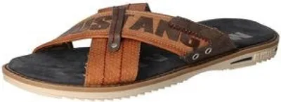 Produktbild von Mustang Herren Pantolette Kreuzriemen Ziernähte Nieten 4152-705, Größe:44 EU, Farbe:Braun
