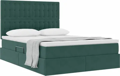 Produktbild von （Robust Möbel） Aufbewahrungsbett mit Matratze Dunkelgrün 140 x 200cm Samt - CL414633 - Klassische BettenJugendbett Tagesbett