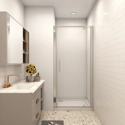 Produktbild von 76x185cm Drehtür 5mm ESG Sicherheitsklarglas Duschabtrennung Dusche Scharniertür Nischentür Duschkabine