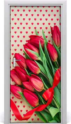 Produktbild von Tulup Türaufkleber 95x205 cm Dekorative Aufkleber Selbstklebend Wasserdichte Tapete Abnehmbar Schlafzimmer Wohnzimmer Wohnkultur - rote Tulpen