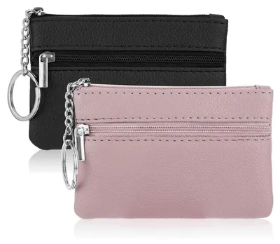 Immagine prodotto di 2 portachiavi in pelle con 2 scomparti con zip