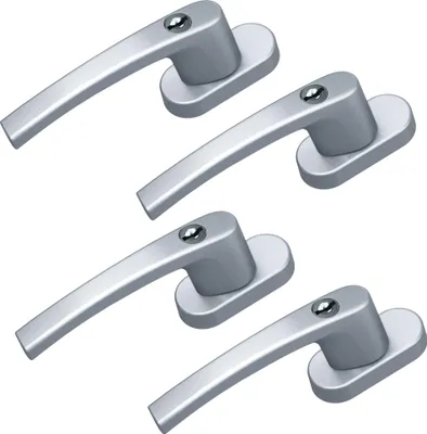 Produktbild von BASI - Fenstergriff -abschließbar - 4er Set - inkl. 1 Schlüssel je Fenstergriff - Gleichschließend - Alu Silber - 4er Set