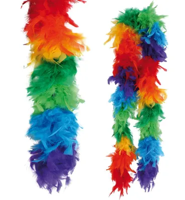 Produktbild von Federboa einfarbig, Länge ca. 1,80m, Federstola Federschal Kostüm Karneval 20er Jahre Charleston Burlesque kuschelig (Regenbogen)