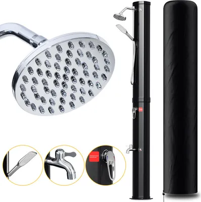 Image de Douche solaire Douche de camping Douche de jardin Douche extérieure Douche de piscine 40 L Avec douchette À main Avec housse de protection Noir