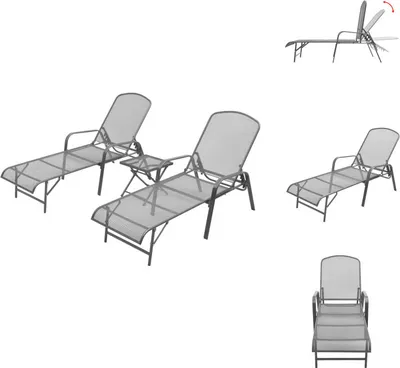 Produktbild von vidaXL Sonnenliegen 2 Stk. mit Tisch Stahl Anthrazit -  Sonnenliegen