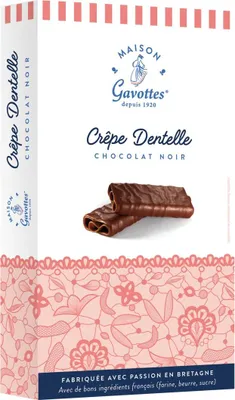 Produktbild von Maison Gavottes Crêpes Dentelles - 20 Waffelröllchen mit Zartbitterschokolade