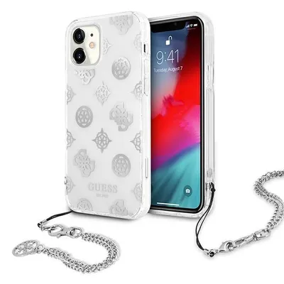 Zdjęcie produktu dla Etui na telefon Guess GUHCN61KSPESI Peony Chain Collection do Apple iPhone 11, srebrne
