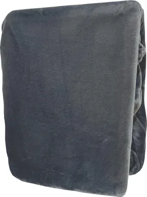 A folded gray blanket is shown against a white background.