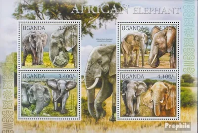 Produktbild von Briefmarken Uganda 2012 Mi 2810-2813 Kleinbogen (kompl.Ausg.) postfrisch Savannenelefant