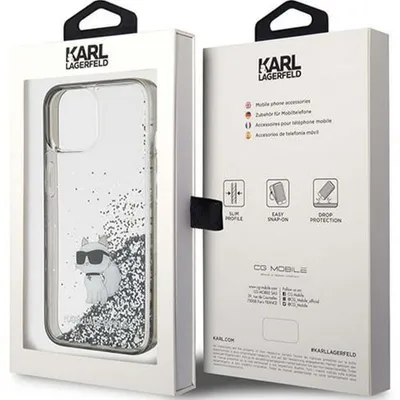Immagine prodotto di Karl Lagerfeld Klhcp15Slkcnsk Custodia rigida trasparente per Iphone 15 / 14 / 13 6.1 Liquid Glitter Choupette