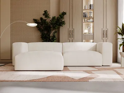 Produktbild von GrainGold Ecksofa L-Form Landi Links - Moderne Cord Ecksofa, Wohnzimmer Sofa - Eckcouch Beige (Lincoln 03)