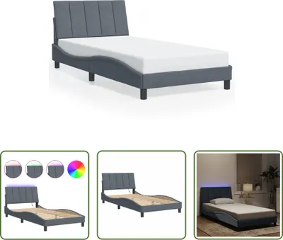 Zdjęcie produktu dla The Living Store Rama łóżka z oświetleniem LED ciemnoszary aksamit 100x200 cm