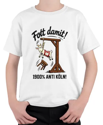 Immagine prodotto di Maglietta bianca con scritta "Fott* con il 1900% di disapprovazione per il Geißbock (mascotte del Colonia), espressione sarcastica, adatta ai bambini", taglia 128