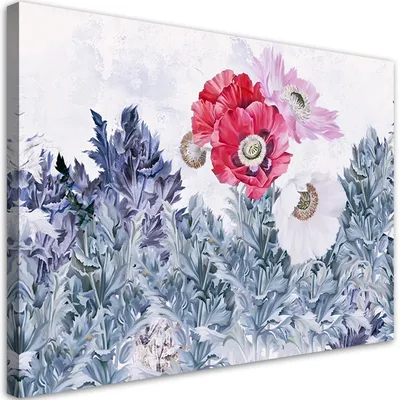 Produktbild von Leinwandbild Gemalte Mohnblumen im Garten 100x70 Feeby Bunt bild für die wand bereit zum aufhängen