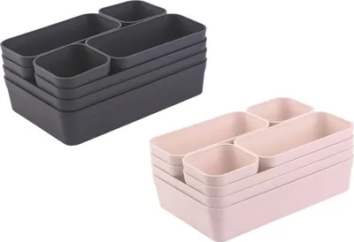 Produktbild von Gariella 2 x Schubladen Organizer 8-teilig Anthrazit+Rosa