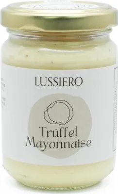 Produktbild von Lussiero Premium Trüffelmayonnaise mit echtem schwarzen Trüffel Gourmet Trüffelmayonnaise ideal für Pommes, Burger, Sandwiches und Feinschmecker 120g: 120g