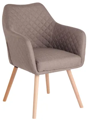 Produktbild von CLP Esszimmerstuhl Gent mit Armlehne, Sessel mit Holzgestell, moderner Küchenstuhl taupe Gestell Farbe natur