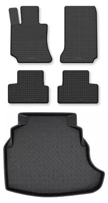 Productafbeelding van Rubberen automatten + kofferbakmat voor Mercedes-Benz Klasa C W205 vanaf 2015 (sedan) – 5-delig, zwart, op maat – Wielganizator Semi-Universal