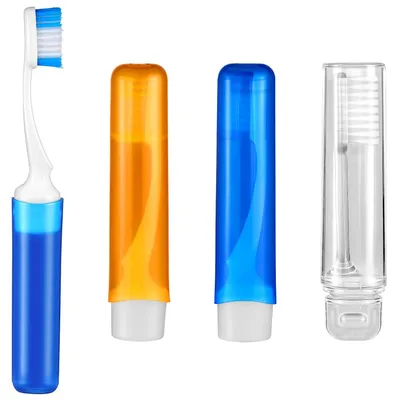 Imagen del producto de TRANKIELO® - Set de 3 cepillos de dientes compactos para viajes – plegables, suaves y portátiles – ideales para viajes y campamentos