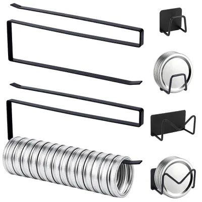 Deckelorganizer für Einmachgläser, schwarz, 6-teilig, Kohlenstoffstahl