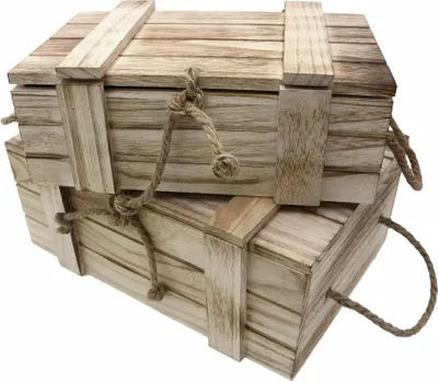 Produktbild von UNUS Holzkisten geflammt Aufbewahrungsbox aus Holz mit Deckel im 2er Set