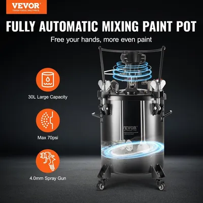Zdjęcie produktu dla Zbiornik ciśnieniowy do farb w sprayu 30 l/7,5 gal. W pełni automatyczne mieszanie 70 psi