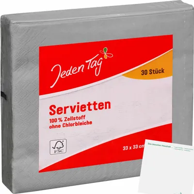 Produktbild von Jeden Tag Servietten 33x33cm koala grau 3lg (30Stk) + usy Block