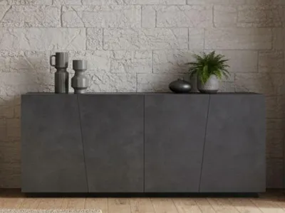 Immagine prodotto di Credenza per soggiorno e cucina, 200 cm, 4 ante, 2 ripiani, finitura ardesia, Vega Day
