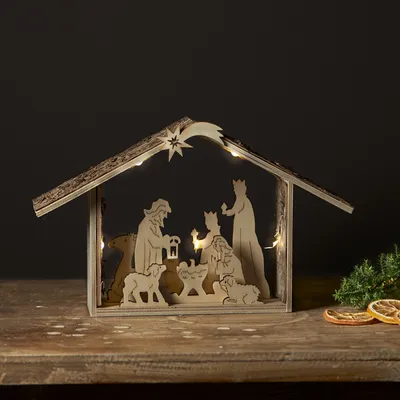 Zdjęcie produktu dla Scenka świąteczna drewniana szopka Led YULETIDE