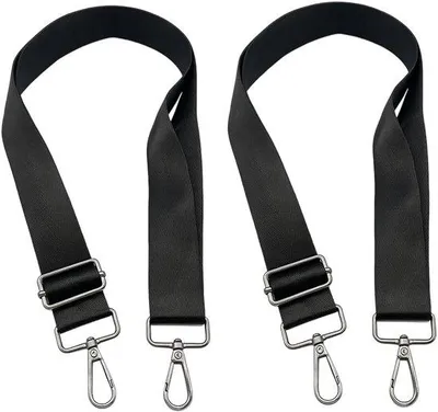 Image de Ensemble de 2 sangles réglables Unyqoos® noires pour sacs et sacs à dos, 3,8 cm x 150 cm – adaptées à la plupart des modèles, confortables