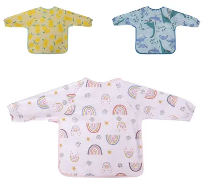 Immagine prodotto di Bavaglino Baby Care 1026026, manica lunga con motivo, chiusura automatica impermeabile rosa