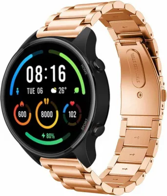 Produktbild von Strap-it Stahlarmband - Kompatibel mit Xiaomi Mi Watch Armband Ersatzarmband Edelstahl - Gliederarmband mit Faltschließe - Hochwertiges Material - für Smartwatch 22mm Armband Rosa Gold