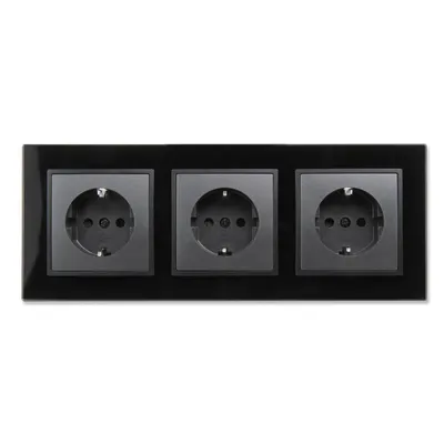 Produktbild von Steckdosen Set McPower Flair "Beginner 3S-Style", anthrazit, schwarzer Glasrahmen