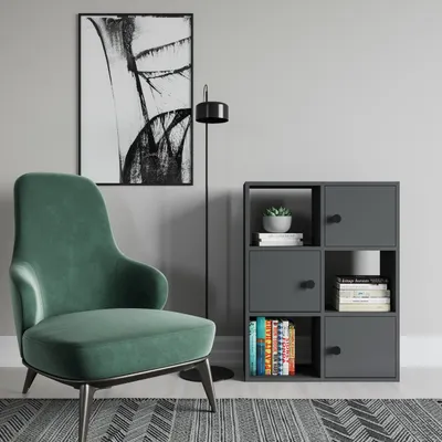 Produktbild von Decorotika Tilton Bücherregal Melaminbeschichtet, Höhe 93 cm | Anthrazit
