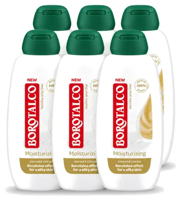 Immagine prodotto di 6 flaconi di Bagnoschiuma Idratante Borotalco - Vaniglia e Avena - 250 ml - Confezione - 6 pezzi