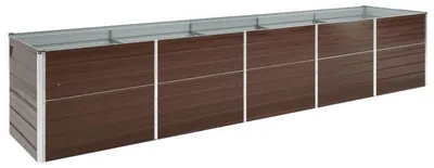 Image de Bordure de jardin surélevée, dimensions 400x80x77 cm, en acier galvanisé, de couleur marron, design moderne