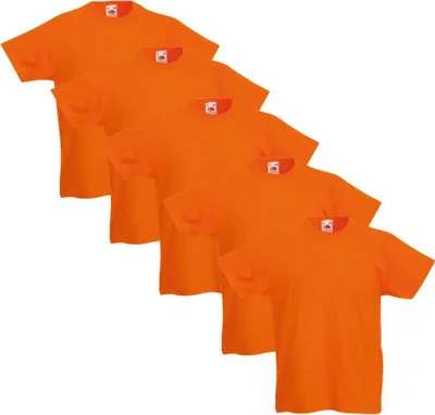 Produktbild von Fruit of the Loom Original Kinder-T-Shirts 5 Stk. Orange Größe 128
