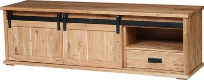 Produktbild von Lowboard 160 x 45 x 50 cm Akazienholz massiv naturfarben ohne Baumkante LIANO 3