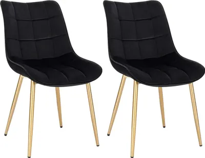 Produktbild von WOLTU 2er-Set Esszimmerstühle Küchenstuhl Polsterstuhl aus Samt, Metall Gold Beine,schwarz