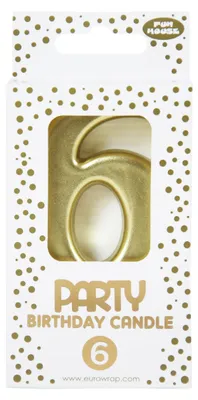 Produktbild von Clairefontaine 6x Goldene Geburstagskerze 6 - 6,3x10,5 cm - Gold 33700-6C