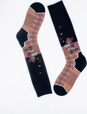 Produktbild von MEGAGROUP 2 Paar Casual Strümpfe Stricksocken Größe 35-39 Katzenmuster