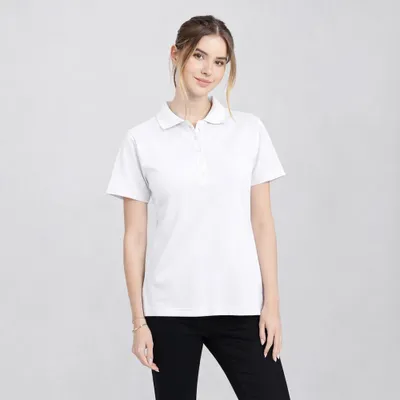 Produktbild von Damen Poloshirt, weiß, Größe XL : XL : weiß : 96% Baumwolle 4% Elasthan