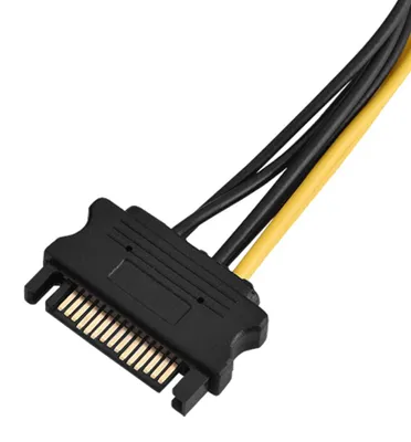 Image de Câble adaptateur d'alimentation PCI-E PCI Express, 15 broches mâle SATA vers 8 broches femelle, 0,2 m
