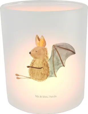 Produktbild von Mr. & Mrs. Panda glas kerzenhalter Fledermaus Sitzen - Transparent - Geschenk, Fledermäuse, Motivation, Lustige Sprüche, Entspannen, Windlicht aus, Outdoor