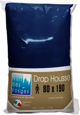 Productafbeelding van Cotoval Hoeslaken Effen Kleur Katoen Marineblauw 80 x 190 cm