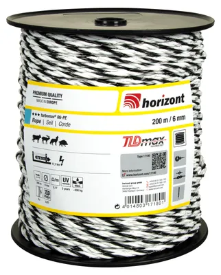 Produktbild von horizont TURBOMAX Seil | Elektroseil, Weidezaunseil | Durchmesser: 6 mm, Spulenlänge: 200 m
