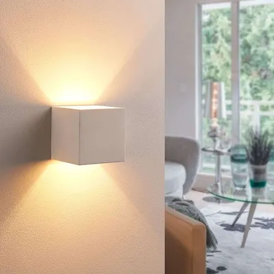 Produktbild von Lindby - Modern Modernes Wandlampenputzquadrat inkl. G9 - Kay - Gips Quadratisch - LED geeignet G9