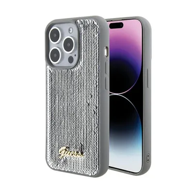Produktbild von Guess Sequin Script Metal - iPhone 15 Pro Max Hülle (Silber)